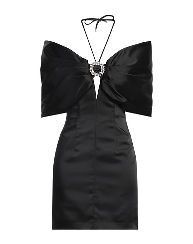 SIMONA CORSELLINI Short dress NERO 96% Polyester, 4% Elastane, Polyamide