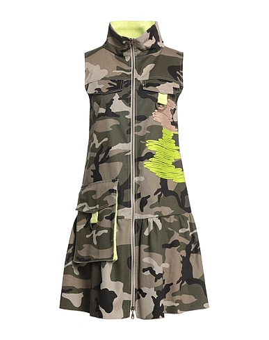 TRICOT CHIC Short dress Military green 94% Cotton, 5% Polyester, 1% Elastane