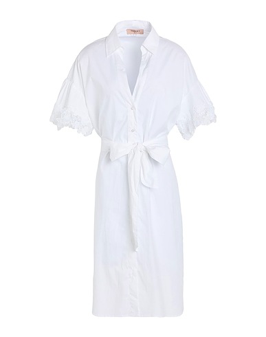 TWINSET Midi dress White 96% Cotton, 4% Elastane