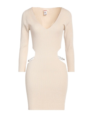 KONTATTO Sheath dress Beige 69% Viscose, 29% Acrylic, 2% Elastane