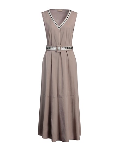 PUROTATTO Long dress Taupe 88% Cotton, 8% Polyamide, 4% Elastane