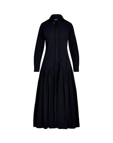 POLO RALPH LAUREN Long dress Shirred-Yoke Oxford Shirtdress
 Black 83% Cotton, 17% Modal