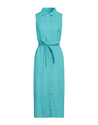 120% LINO Midi dress Turquoise 100% Linen
