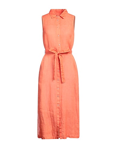 120% LINO Midi dress Orange 100% Linen