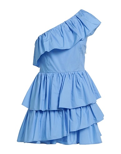 WHITE WISE One-shoulder dress Sky blue 100% Cotton