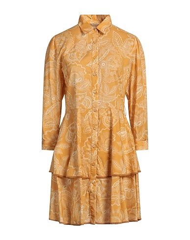 PUROTATTO Shirt dress Yellow 100% Cotton
