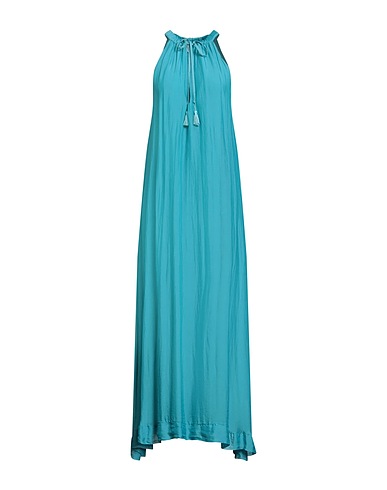 KAOS JEANS Long dress Turquoise 70% Viscose, 30% Silk