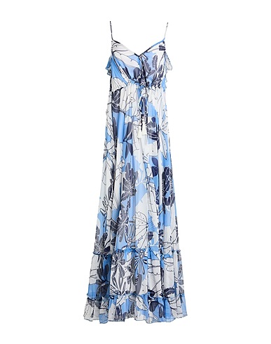 TWINSET Long dress U&B Sky blue 100% Polyester