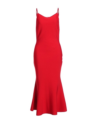 MCQUEEN Long dress Red 77% Viscose, 16% Polyester, 5% Polyamide, 2% Elastane