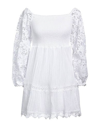 GUESS Short dress White 71% Ramie, 29% Cotton, Polyester