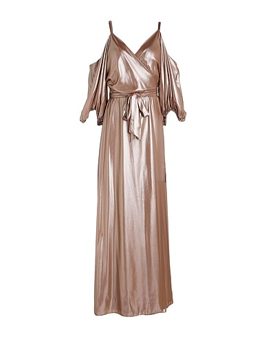 ACCESS FASHION Long dress Light brown 100% Polyester