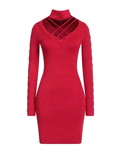 GUESS Sheath dress Red 89% Viscose, 10% Polyamide, 1% Elastane
