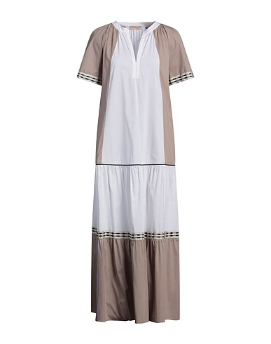 PUROTATTO Vestito lungo Nocciola 88% Cotone, 8% Poliammide, 4% Elastan