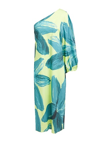 LIVIANA CONTI Vestito midi Verde lime 68% Cotone, 28% Poliammide, 4% Elastan
