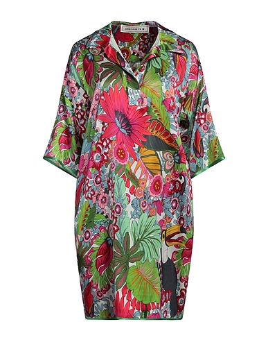 SHIRTAPORTER Short dress Green 96% Silk, 4% Elastane