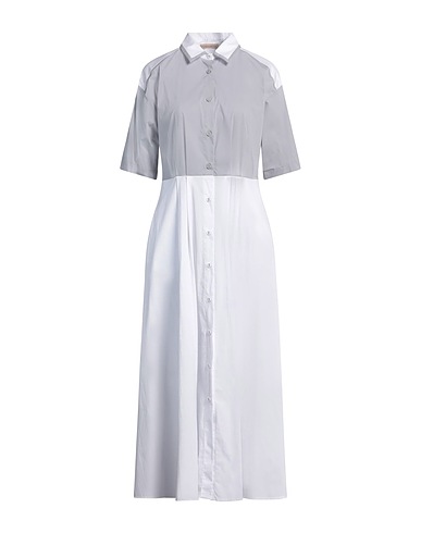PUROTATTO Vestito chemisier Grigio 88% Cotone, 8% Poliammide, 4% Elastan