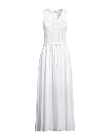 TWINSET Long dress White 100% Polyester, Cotton