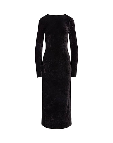 POLO RALPH LAUREN Midi dress VELVET SCOOPBACK DRESS
 Black 70% Viscose, 28% Polyamide, 2% Elastane