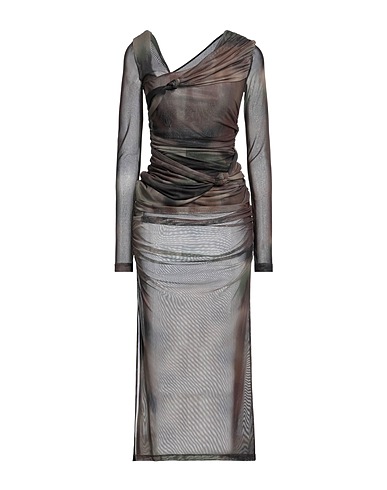 PINKO Long dress Khaki 95% Polyester, 5% Elastane