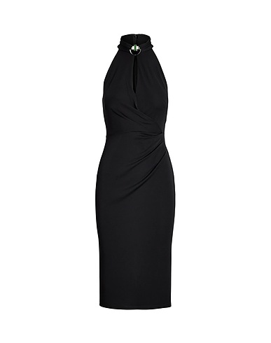 LAUREN RALPH LAUREN Midi dress EMBELLISHED JERSEY HALTER COCKTAIL DRESS
 Black 94% Polyester, 6% Elastane