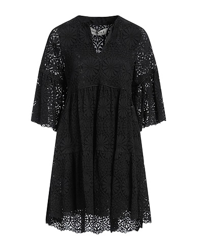 SHIRTAPORTER ミニワンピース・ドレス ブラック コットン 42% / レーヨン 33% / ナイロン 25%