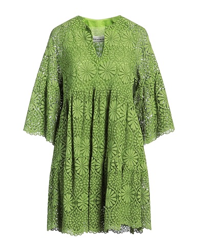 SHIRTAPORTER ミニワンピース・ドレス ミリタリーグリーン コットン 42% / レーヨン 33% / ナイロン 25%