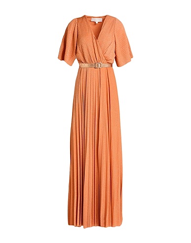 SOGOLD Long dress Orange 65% Viscose, 15% Polyamide, 15% Metallic fiber, 5% Elastane