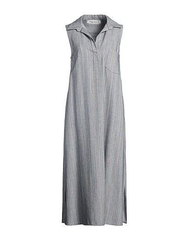 SHIRTAPORTER Midi dress Slate blue 64% Viscose, 17% Cotton, 17% Polyester, 2% Lurex®