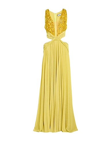 ELISABETTA FRANCHI Длинное платье RED CARPET Жёлтый 63% Вискоза, 17% Полиэстер, 15% Полиамид, 5% Эластан