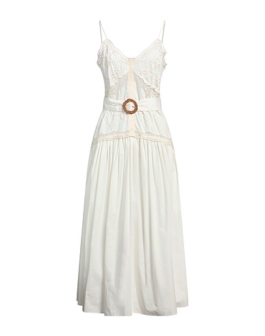 TWINSET Midi dress Ivory 100% Cotton, Polyester, Polyamide