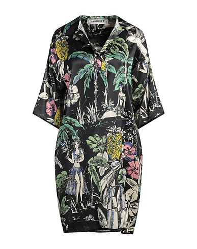 SHIRTAPORTER Shirt dress Black 96% Silk, 4% Elastane