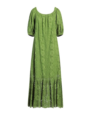 SHIRTAPORTER Langes Kleid Grün 42% Baumwolle, 33% Viskose, 25% Polyamid