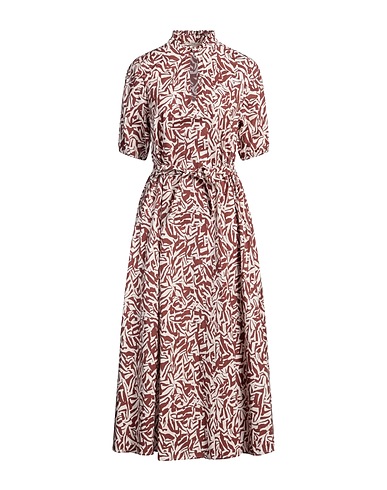 HOMEWARD CLOTHES Midi dress Brown 97% Cotton, 3% Elastane