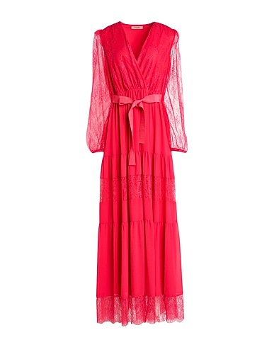 TWINSET Long dress Fuchsia 100% Polyester, Polyamide, Cotton, Viscose
