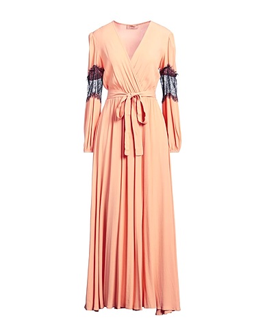 TWINSET Long dress Apricot 100% Viscose, Polyester