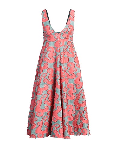 ROCHAS Midi dress Light green 56% Polyester, 29% Cotton, 8% Metallized polyamide, 7% Elastane