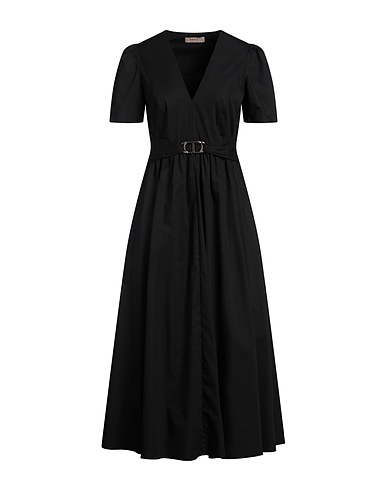 TWINSET Midi dress Black 96% Cotton, 4% Elastane