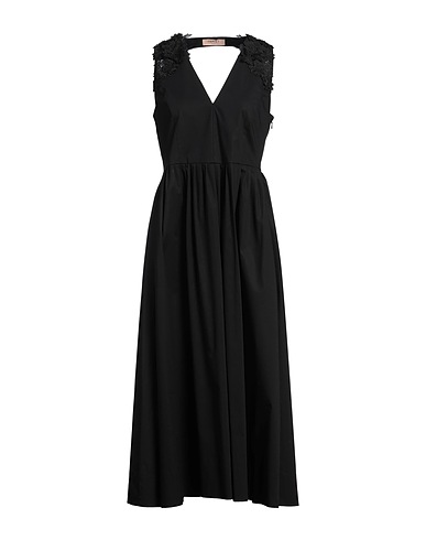 TWINSET Midi dress Black 96% Cotton, 4% Elastane