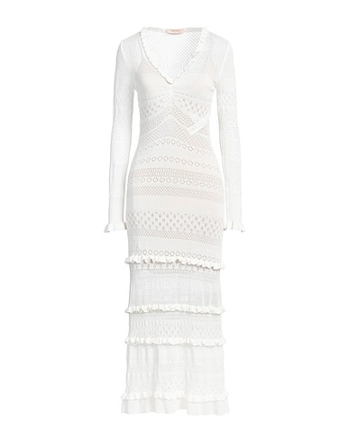 TWINSET Long dress White 65% Viscose, 35% Polyamide
