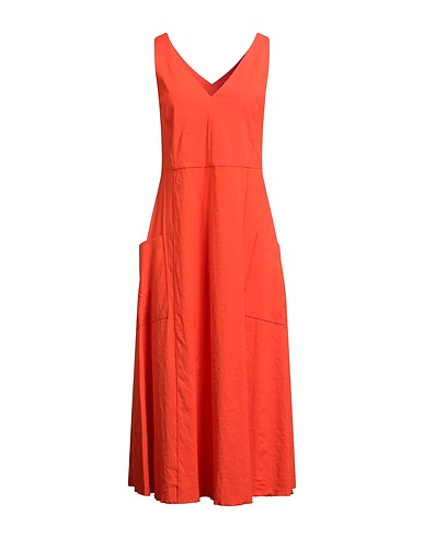 VINCE. Midi dress Orange 58% Linen, 39% Rayon, 3% Elastane