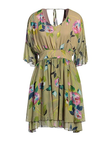 ANNARITA N Short dress Military green 100% Viscose