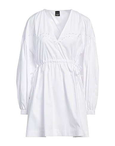 PINKO Short dress White 100% Cotton, Brass