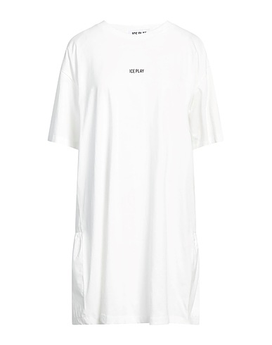 ICE PLAY Short dress White 100% Cotton