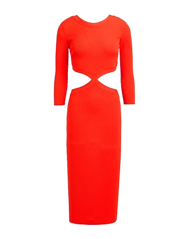 ELISABETTA FRANCHI Midi dress Coral 72% Viscose, 28% Polyester