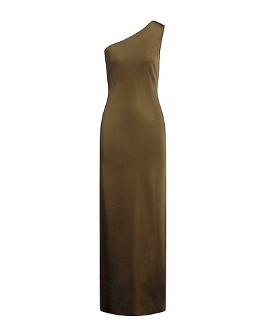 SAINT LAURENT Long dress Military green 100% Silk, Viscose, Polyamide, Elastane