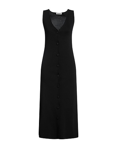 JIL SANDER Vestito midi Nero 95% Cotone, 4% Poliammide, 1% Elastan