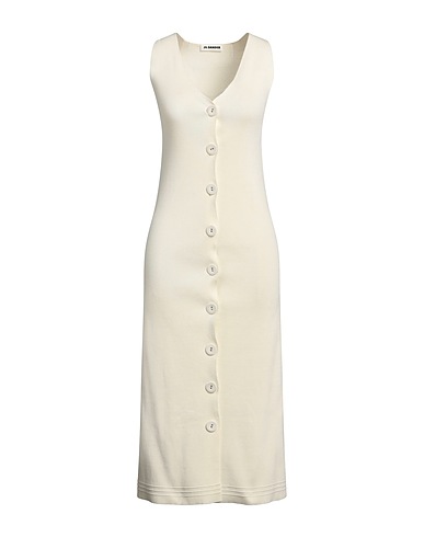 JIL SANDER Midi dress Cream 95% Cotton, 4% Polyamide, 1% Elastane