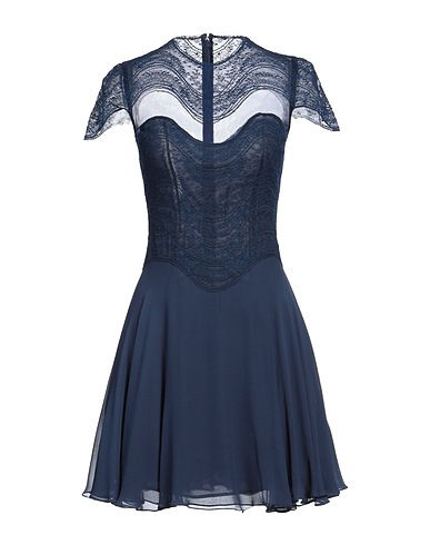 COSTARELLOS Short dress Navy blue 100% Silk, Polyamide