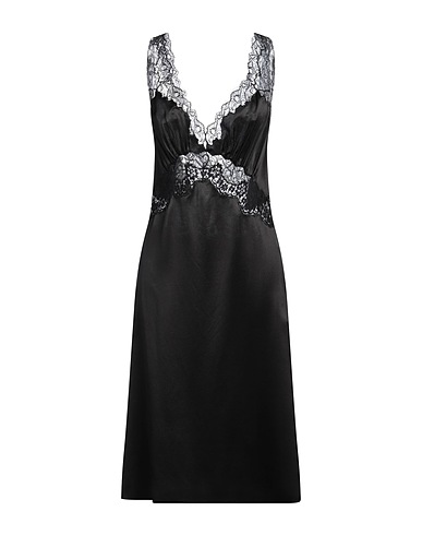 SAINT LAURENT Midi dress Black 100% Silk, Viscose, Cotton, Polyamide