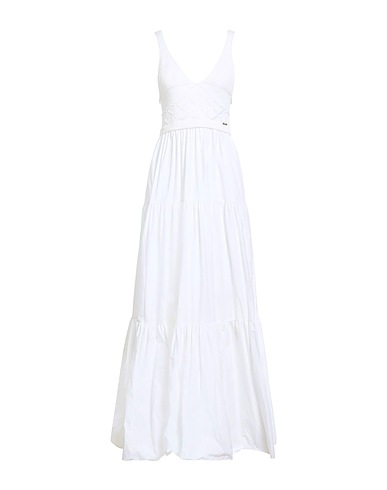 LIU •JO Long dress White 100% Cotton, Elastane